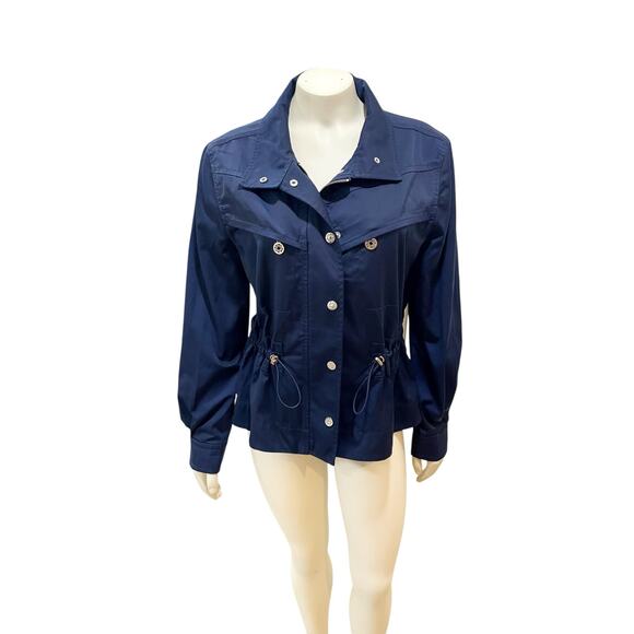 White House Black Market Navy Twill Utility Anorak Jacket Medium - Picture 2 of 10